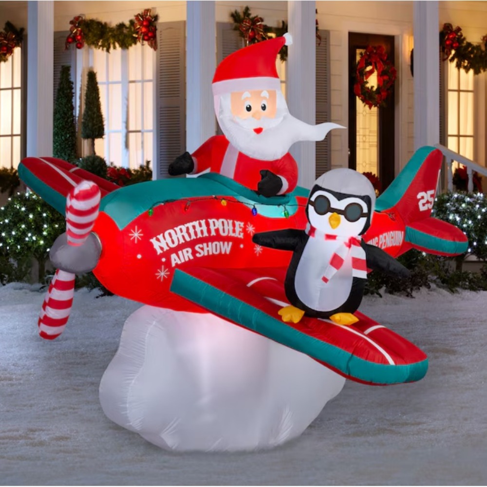 Holiday Living 9.1 ft Animatronic Lighted Christmas Inflatable Santa Air Show